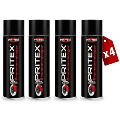 Abbildung von PRITEX Bremsenreiniger Spray 4 x 500 ml Auto Teilereiniger zur Entfettung von Bremsen, Kupplungen, Motor &amp; Maschinenteilen rückstandsfrei umweltneutral