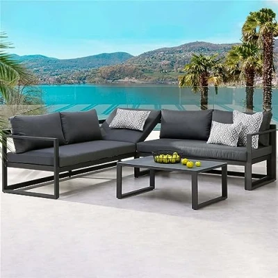 Abbildung von 3 tlg. Lounge Gruppe Rhodos weiss/grau