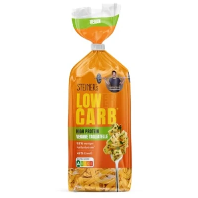 Abbildung von STEINER&#039;s Pasta Nudeln High Protein Tagliatelle 95% weniger Kohlenhydrate 49g low carb, ballaststoffreich, (STEINER&#039;s Tagliatelle, 250g)