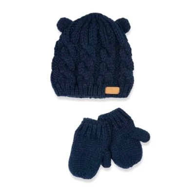 Abbildung von Chicco, Bonnet et Gants pour Enfants en Tricot de Coton, Fait Italie, Unisexe 0 24 Mois, Bleu, Mois
