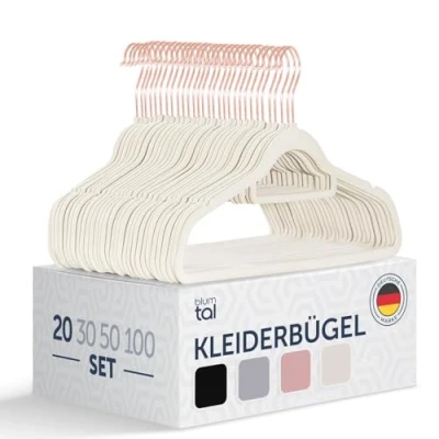 Abbildung von Blumtal Kleiderbügel Rutschfest Samtoptik Platzsparend, (20 tlg), Premium inkl. Krawattenhalter, 360 drehbar, Anti Rutsch Bügel