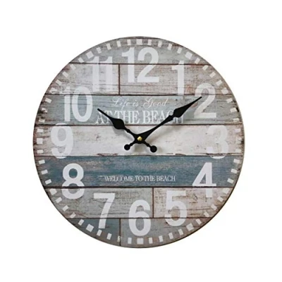 Abbildung von Rebecca Mobili Küchenuhr für die Wand, Wanduhr, rustikal, analog, Wohnzimmer Schlafzimmer Maße: Ø 33,8 cm x B 4 Art. RE6144