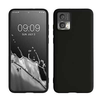 Abbildung von kwmobile Hülle kompatibel mit Motorola Edge 30 Neo weiches TPU Silikon Case Cover geeignet für kabelloses Laden Schwarz matt