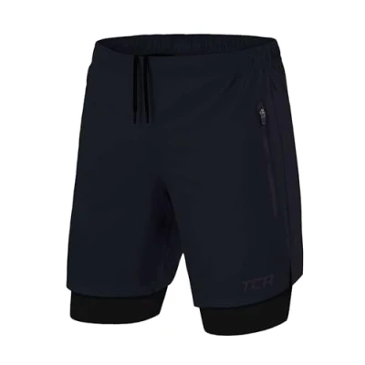 Abbildung von TCA Trainingsshorts Herren 2 in 1 Laufhose mit Kompressionshose Dunkelblau/Schwarz (1 tlg)
