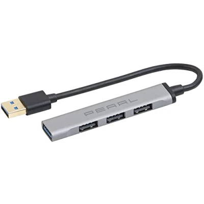 Abbildung von PEARL USB Splitter: Hub mit 4 Ports, 1x 3.0, 3X 2.0, bis 5 Gbit/s, Aluminium (USB Adapter, Fach Hub, Passive Hubs 3 0 2 0)