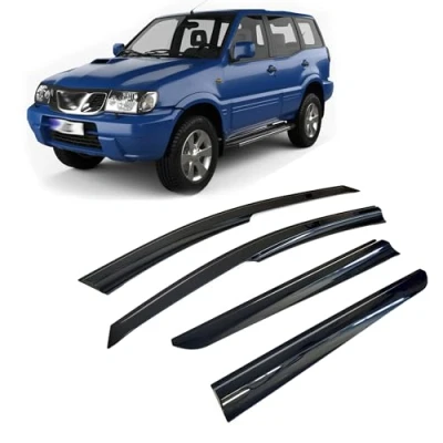 Abbildung von Rumplex Windabweiser Luftabweiser Regenabweiser Seitenfensterabweiser Kompatibel mit Nissan Terrano 2010 2016 Autofenster Regenschutz Anklebbare Deflektoren 4 Stück