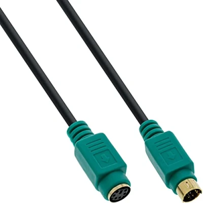 Abbildung von InLine 13342H PS/2 Verlängerung, Stecker / Buchse, 2m PC99, grüne Stecker, PREMIUM