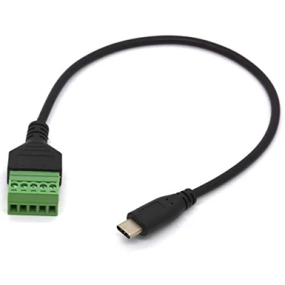 Abbildung von OpenII USB C Kabel ohne Löten, Typ Stecker auf 5 poliges Schraubterminal, festes Schraubenverlängerungskabel
