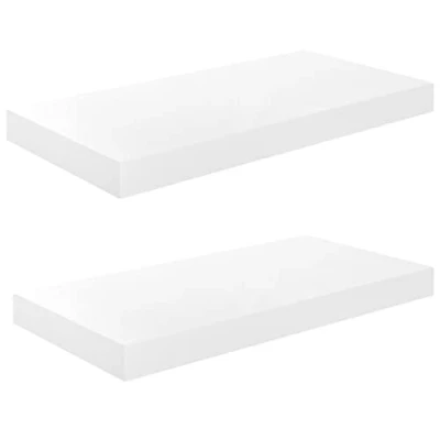 Abbildung von vidaXL 2X Wandregal Schwebend Hängeregal Wandboard Bücherregal Schweberegal Regalbrett CD DVD Regal Dekoregal Hochglanz Weiß 50x23x3,8cm MDF