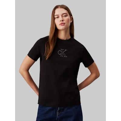 Abbildung von Calvin Klein Jeans Monogram Tshirt print, Damen, Größe: XS, Ck black