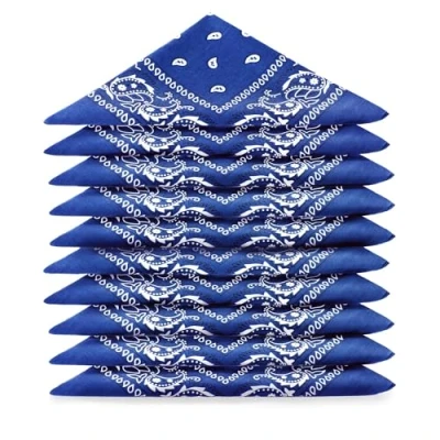 Abbildung von Karl Loven Bandanas 5er Pack 100% Baumwolle Paisley Halstuch Kopf Hals Schal (5er Pack, Konigsblau)