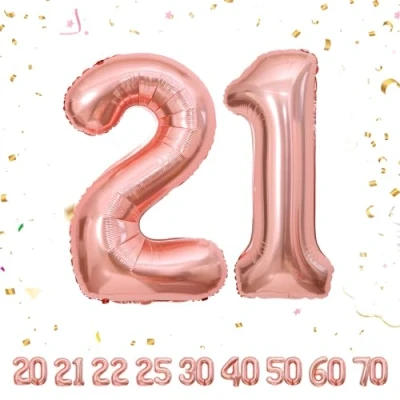 Abbildung von 21 Geburtstag Deko zahlen luftballon jahre Folienballon Roségold für 21. Geburtstagsdeko Männer Frauen Ballon Zahl zum fliegt mit Helium 21.Geburtstagsparty 40&quot; 101cm