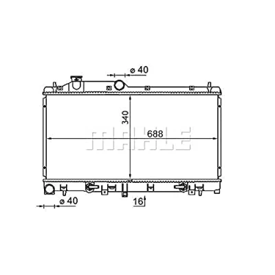 Abbildung von MAHLE ORIGINAL CR 1573 000S Kühler, Motorkühlung 688 340 16 Kühlrippen gelötet SUBARU: Forester III, Impreza III Schrägheck, Legacy 4 Kombi
