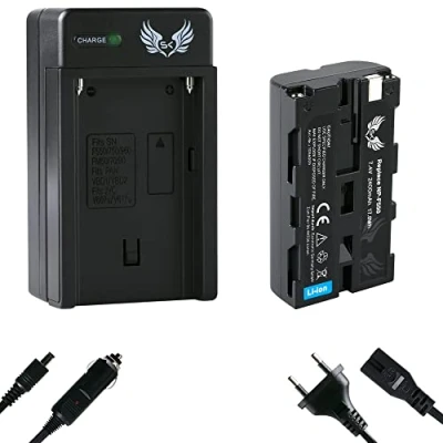 Abbildung von SK Akku Ersatz für Sony NP F550 / 2400mAh + Ladegerät Charger F750 F960 F970 F980 // Blitzgeräte Videoleuchten Fieldmonitore