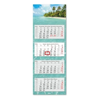 Abbildung von Timr 4 Monatskalender 2026 Wandkalender Monate mit Schieber 90 cm Viermonatskalender mehrsprachig D/GB/F/ES I Motiv Karibik tr314