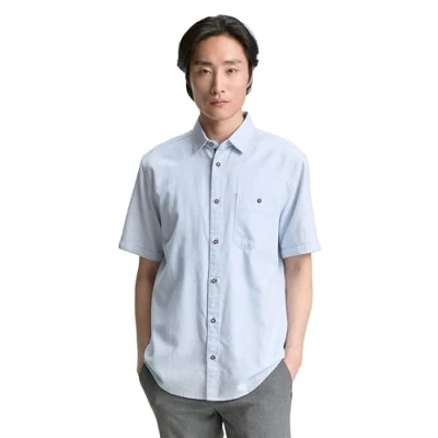 Abbildung von TOM Tailor Regular FIT Kurzarm MIT Brusttasche Hemd, Herren, Größe: XL, Powder blue zigzag structure