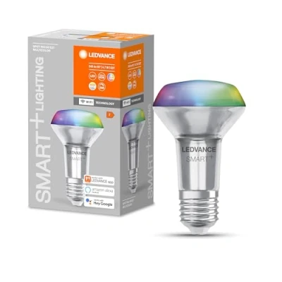 Abbildung von LEDVANCE Smarte LED R63 Spotlampe mit Wifi Technologie, Sockel E27, RGB Farben &amp; Lichtfarbe änderbar, Reflektorlampe als Ersatz für herkömmliche 60W Glühbirnen, steuerbar Alexa, Google App