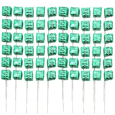 Abbildung von MIJOMA 60 Stück Set Mini Geschenke Dekostecker Blumenstecker Bastelstecker Pick Drahtstecker, für DIY Basteln Blumengesteck Adventskranz Weihnachten (Grün)