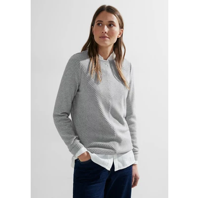 Abbildung von Cecil Ottoman Melange Strickpullover, Damen, Größe: XXL, Grau