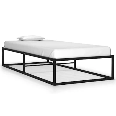 Abbildung von vidaXL Bettgestell Bett Metallbett Schlafzimmerbett Einzelbett Bettrahmen Ehebett Lattenrost Schlafzimmermöbel Schwarz Metall 100x200cm