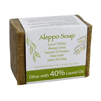 Abbildung von Natürliche, echte Alepposeife, traditionell handgefertigt Olive und 40 % Lorbeeröl, 200 g.