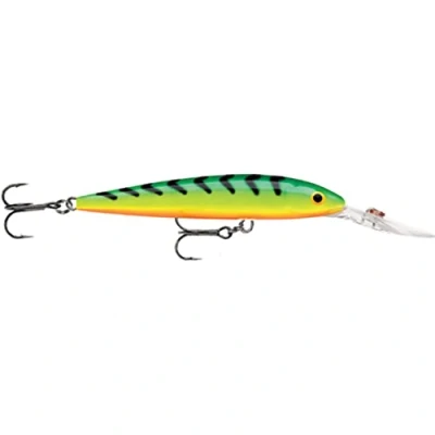 Abbildung von Rapala Husky Jerk Angelköder Widerstandsfähiges Angelzubehör Süßwasser Spinnköder Lauftiefe 2.4 5.7m Fischköder 12cm, 15g Hergestellt in Estland Firetiger