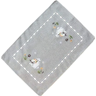 Abbildung von Raebel Ostertischdecke Hellgrau Osterdeko Hase Rosa 100% Polyester (35x50cm Rechteck)
