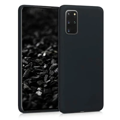 Abbildung von kwmobile Hülle kompatibel mit Samsung Galaxy S20 Plus weiches TPU Silikon Case Cover geeignet für kabelloses Laden Schwarz matt