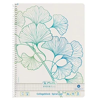 Abbildung von 5 x Herlitz Spiralblock A4 Greenline 70 Blatt Lineatur 28 gelocht Gink