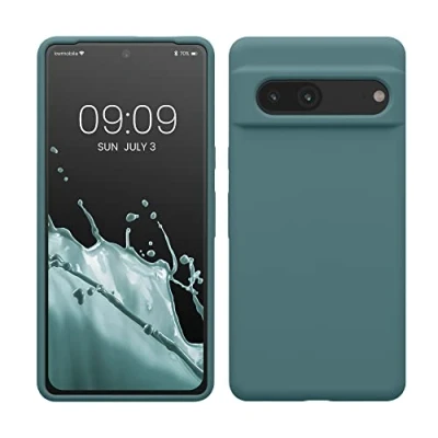 Abbildung von kwmobile Hülle kompatibel mit Google Pixel 7 weiches TPU Silikon Case Cover geeignet für kabelloses Laden Arctic Night