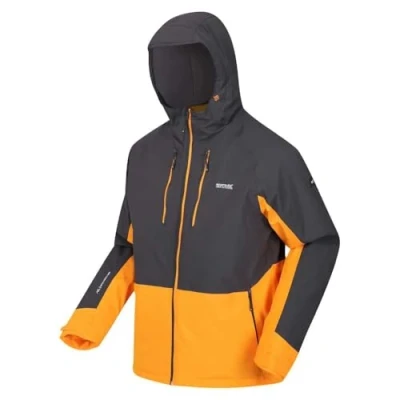 Abbildung von Regatta Herren Highton Stretch III Herrenjacke wasserdichte Jacke, Ash/OrangPep, M