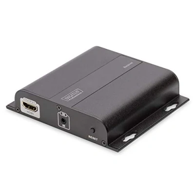 Abbildung von DIGITUS Professional 4K HDMI Extender (Empfängereinheit), IP fähig und Direktverbindung (Cat 5, 5e, 6), bis zu 253 Empfänger, Auflösung 3840x2160p mit 30 Hz, Schwarz