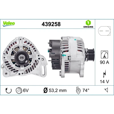 Abbildung von Lichtmaschine, Generator VALEO 439258