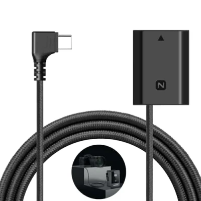 Abbildung von NEEWER USB C auf NP FZ100 Dummy Akku 8,2V Ausgang, ersetzt Batterie, kompatibel mit Sony FX3 FX30 ZV E1 A1 A6600 A6700 A7III A7IV A7C A7CII A7CR A7RIII A7RIV A7RV A7SIII A9 A9II, TC