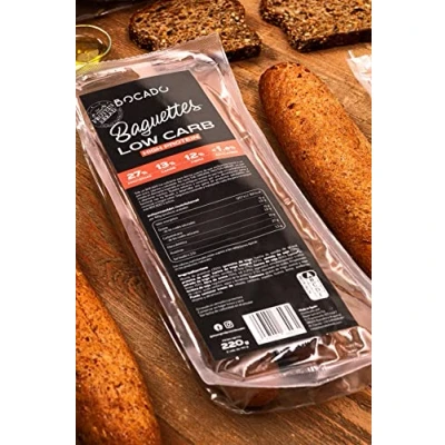 Abbildung von Keto Low Carb Protein Baguettes Ketogenes Brot Packung mit 2