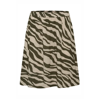 Abbildung von Kaffe Kamarita Alinienrock, Damen, Größe: 36, Sand green animal print