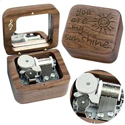 Abbildung von Sinzyo You Are My Sunshine Spieluhr aus Walnussholz Vintage Geschenk für Weihnachten, Geburtstag, Valentinstag