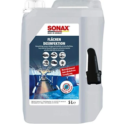 Abbildung von SONAX Flächendesinfektion (5 Liter) zur Reinigung und Desinfektion von allen harten Oberflächen rund ums Auto, materialschonend Art Nr. 04035050