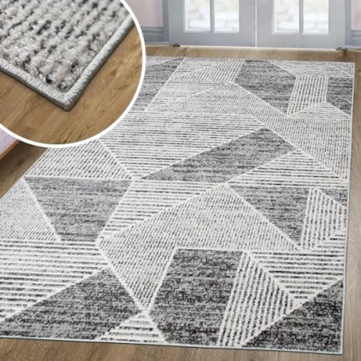 Abbildung von oKu Tex Teppich HARMONIA, Wohnzimmer, weicher Kurzflor, geometrisch, Rechteckig, Höhe: 8.5 mm, Wohnzimmerteppich, softer 3D Effekt, Dreieck