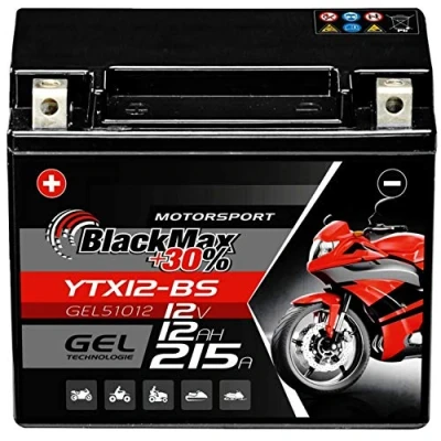 Abbildung von BlackMax YTX12 BS Motorradbatterie GEL 12V 12Ah CTX12 Batterie 51012 Quad