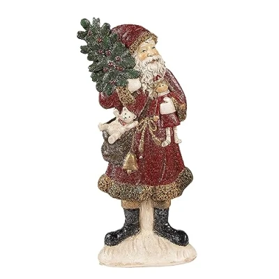 Abbildung von Clayre &amp; Eef Figur Weihnachtsmann 9x4x23 cm Rot Polyresin Weihnachtsdekoration