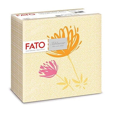 Abbildung von Fato, Trockene Papierservietten, Airlaid, Textileffekt, Packung mit 50 Servietten, Format 40x40, 4 fach gefaltet, Tangerine Magnolia Decor