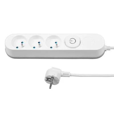 Abbildung von ITENSE Steckdosenleiste, 3 Fach Steckdosenleiste 16 A mit Fußschalter Kabel HO5VV F 3G1 mm² Farbe: Weiß Kabellänge: 1 m Spannung: 230 V Leistung max: 3680 W