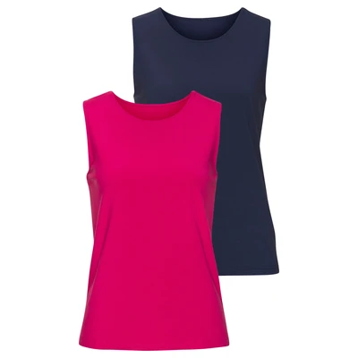 Abbildung von Lascana 2 PACK Top, Damen, Größe: 32/34, Eukalyptus schwarz