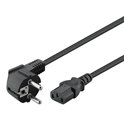 Abbildung von Goobay 51320 Kaltgerätekabel 5m / C13 Kaltgerätebuchse &amp; 90 Grad Schutzkontaktstecker Winkelstecker Universelles PC Monitor Stromkabel Netzkabel Schwarz 5 m