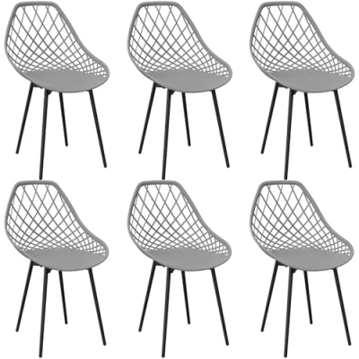 Abbildung von JIJIAN Esszimmerstühle 6er Set,stühle esszimmer mit Metall Stuhlbeine,Wohnzimmer stühle,Gebogene Rückenlehne,modern stühle,Für Esszimmer,küchenstühle,Schlafzimmer und Garten Grauer