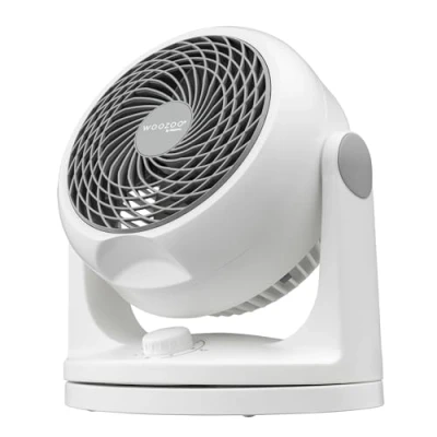 Abbildung von Iris Ohyama Woozoo, 23m², Ventilator, Weiß, 3 Geschwindigkeiten, Oszillierend, leise, Table Fan, Tischventilator, Lüfter, Bodenventilator, tragbarer, Portable, Cooling, Desk PCF HD18