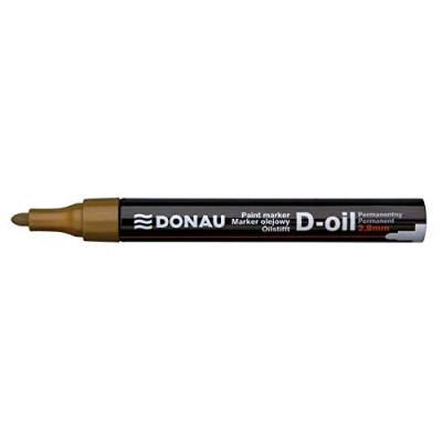Abbildung von DONAU 7369001PL 35 Ölmarker D OIL Rundspitze 2,8 mm Ölbasis Permanent Marker, Farbe: Gold / Wasserdichte Tinte Papier/ Filzschreiber für Plastik Metall Holz Glas/ Schreibt auf Fast Jeder Oberfläche