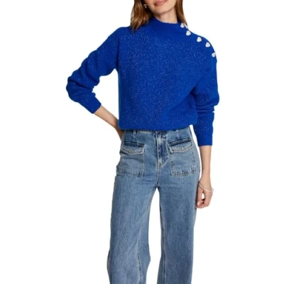 Abbildung von Morgan Longsleeved WITH Buttons Strickpullover, Damen, Größe: Medium, Bleu electrique