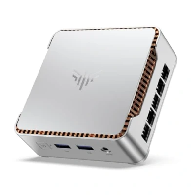 Abbildung von NiPoGi E2 Mini PC, CPU N150(bis zu 3,6 GHz), 16 GB DDR4 512 M.2 SSD Desktop Computer, 4K@60Hz Dual Display, HDMI 2.0, DP, WiFi, VESA Halterung für Schule, Büro.
